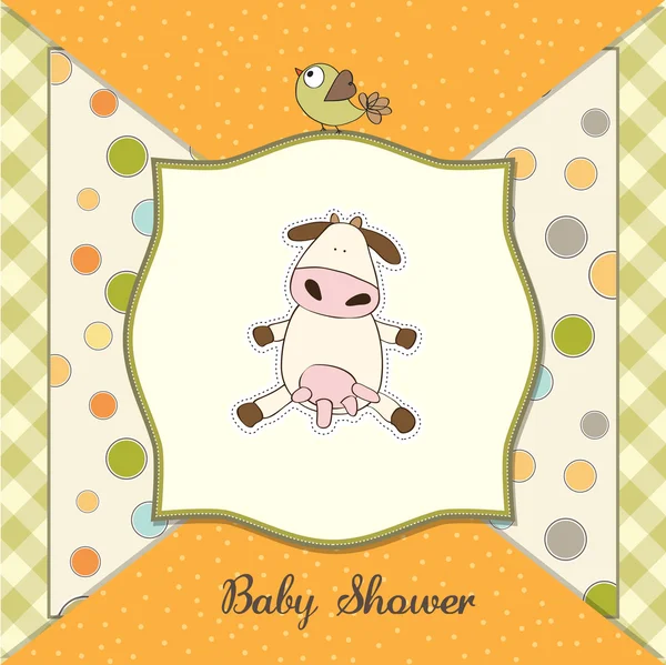Nueva tarjeta de anuncio del bebé con vaca — Foto de Stock