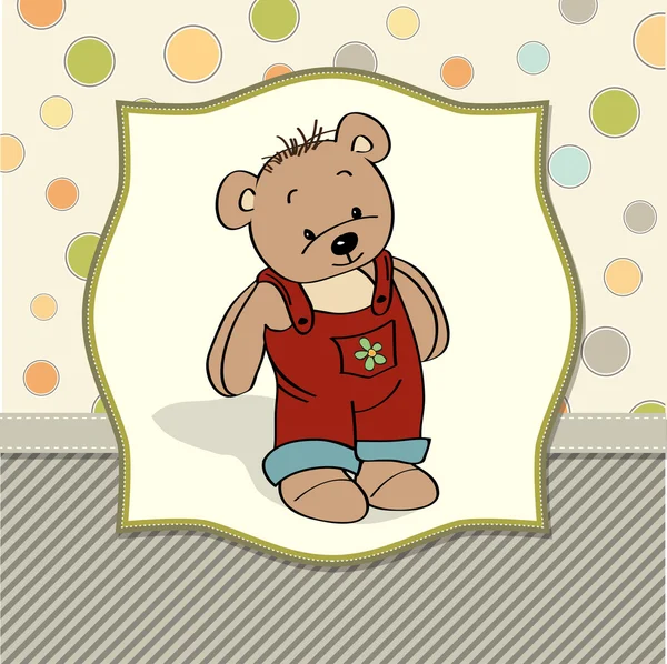 Aanpasbare kinderachtig kaart met grappige teddy bear — Stockfoto
