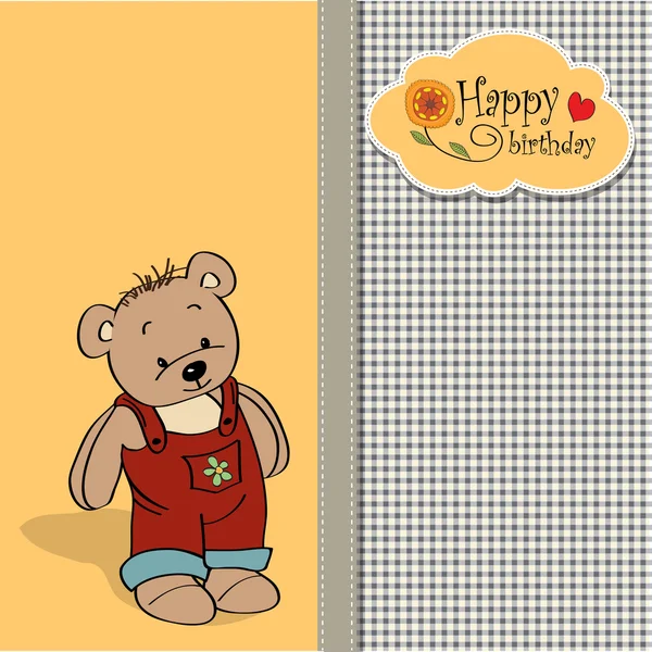 Tarjeta de felicitación de cumpleaños con oso de peluche — Foto de Stock