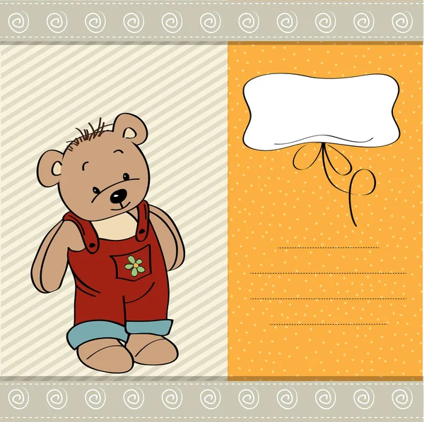 Tarjeta infantil personalizable con oso de peluche divertido —  Fotos de Stock