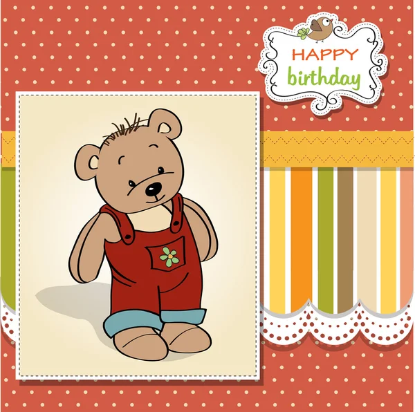 Birthday greeting card with teddy bear — Stock Photo, Image
