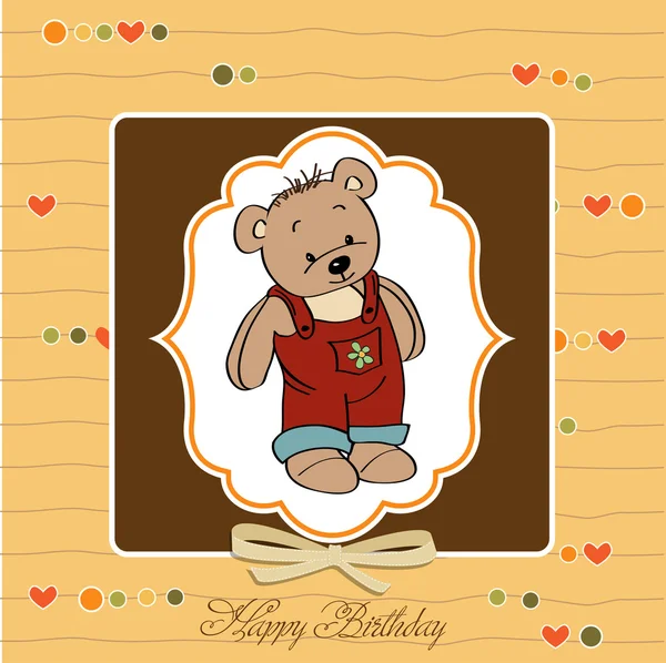 Carte de vœux d'anniversaire avec ours en peluche — Photo
