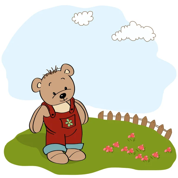 Customizable childish card with funny teddy bear — Stock Photo, Image