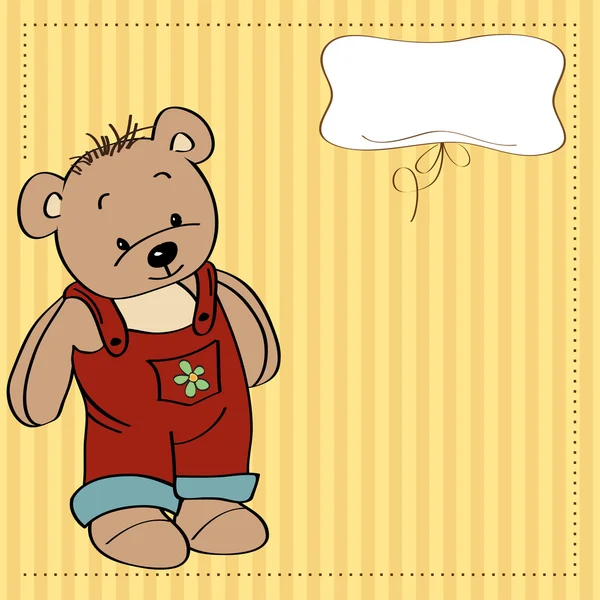 Customizable childish card with funny teddy bear — Stock Photo, Image