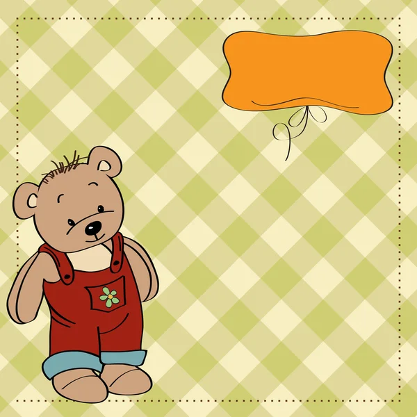 Tarjeta infantil personalizable con oso de peluche divertido —  Fotos de Stock