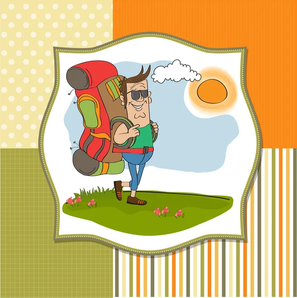 Tourist man traveling with backpack — Stock Photo, Image