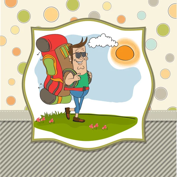 Turysta podróżujący z plecakiem — Zdjęcie stockowe