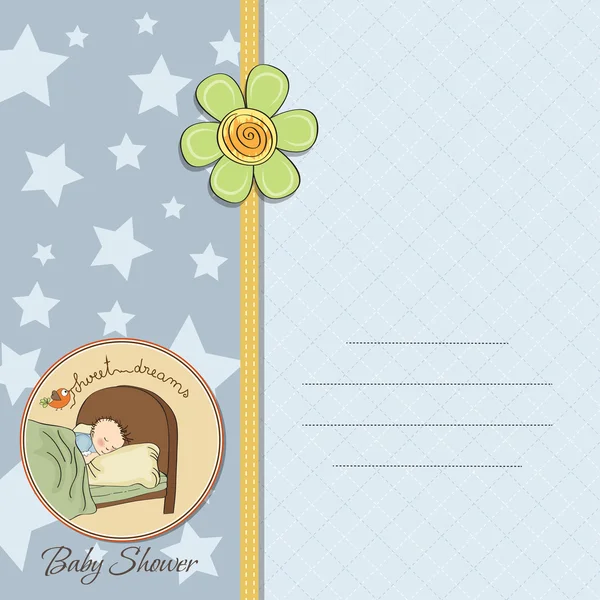 Baby boy shower card with cute teddy bear — Stock Photo, Image