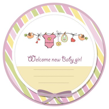 Baby girl shower card clipart