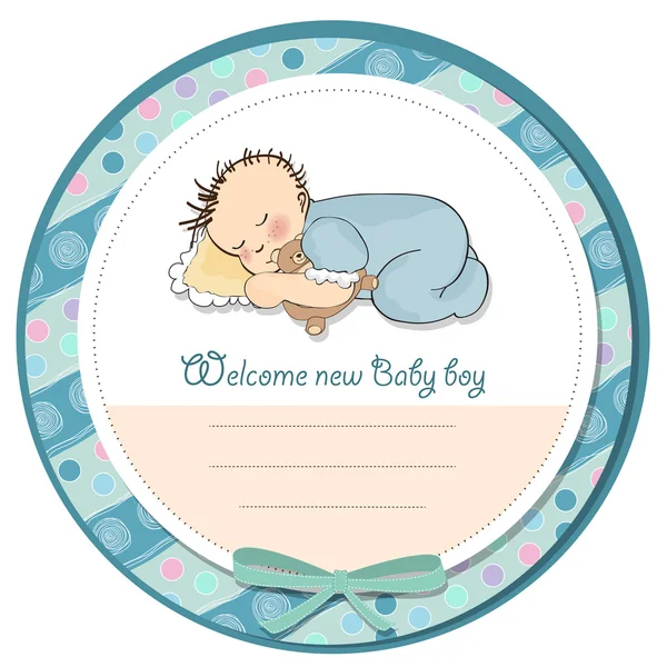 Baby Boy Duschkarte mit kleinem Baby — Stockfoto