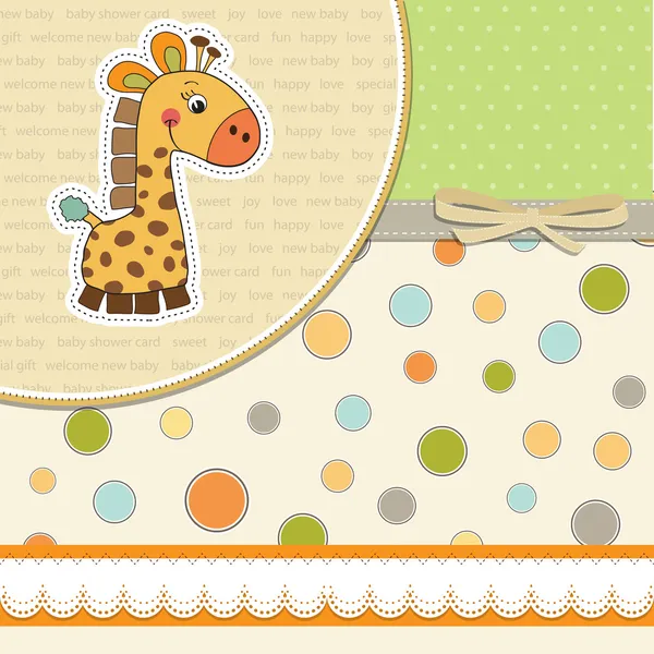 新的长颈鹿婴儿公告卡 — 图库照片