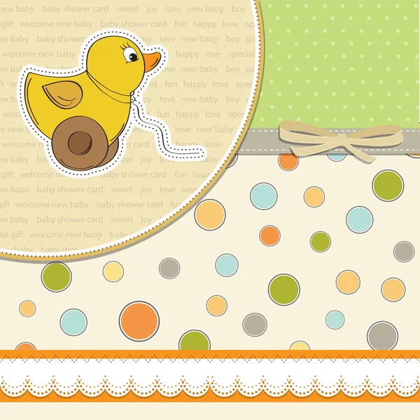 Tarjeta de ducha de bebé con juguete de pato —  Fotos de Stock