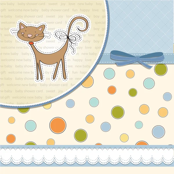 Kedili yeni bebek hediye kartı — Stok fotoğraf