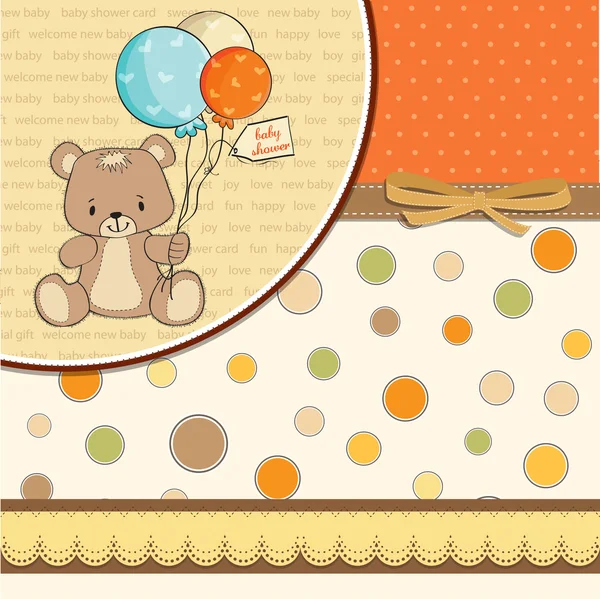 Κάρτα ντους μωρού με χαριτωμένο αρκουδάκι — Φωτογραφία Αρχείου