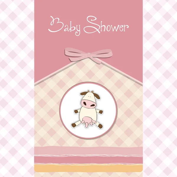 Novo cartão de anúncio do bebê com vaca — Fotografia de Stock
