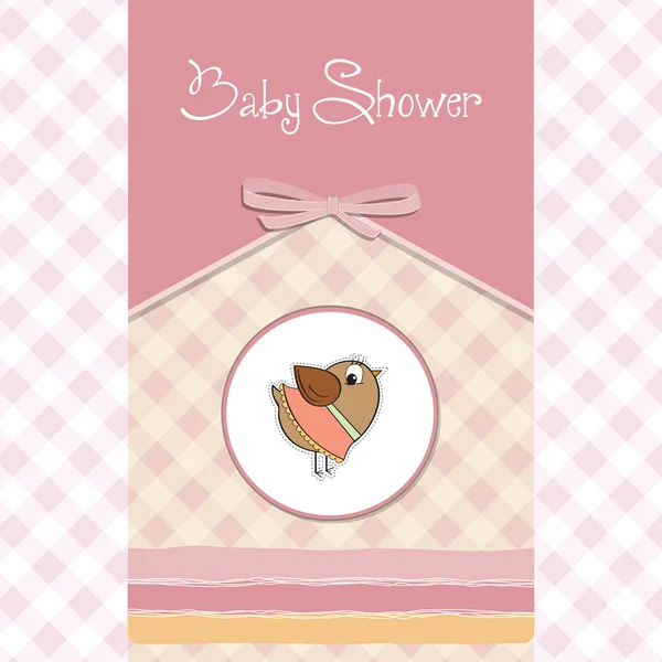 Hoş geldin küçük komik kuşlu bebek kartı — Stok fotoğraf
