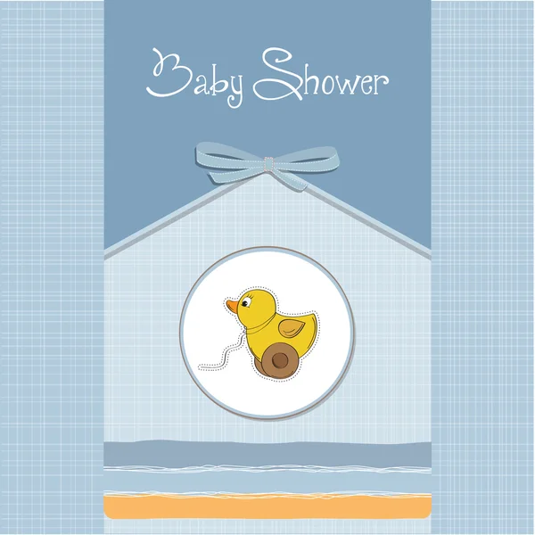 Baby shower kort med anka leksak — Stockfoto