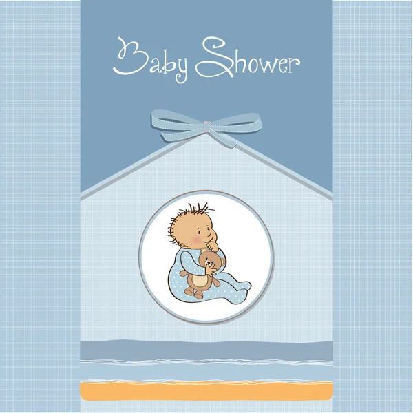 Baby-Ankündigungskarte mit kleinem Jungen — Stockfoto