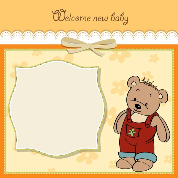 Teddy ile bebek partisi kartı. — Stok fotoğraf