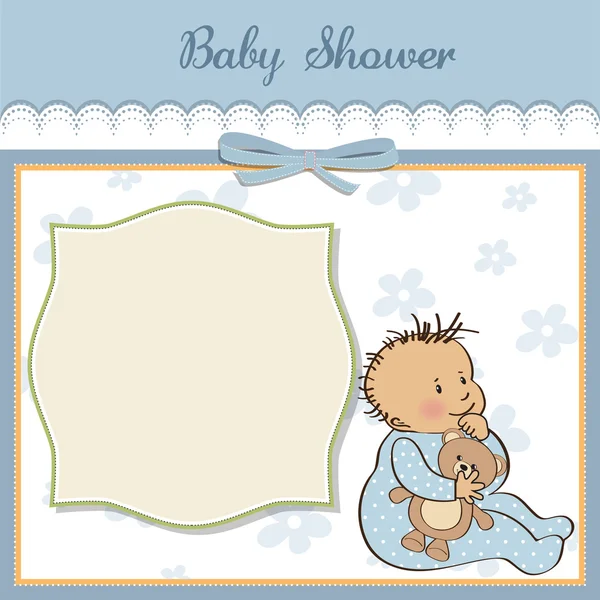 Baby aankondiging kaart met kleine jongen — Stockfoto