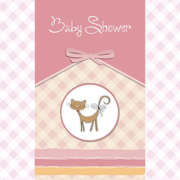Kedili yeni bebek hediye kartı — Stok Vektör