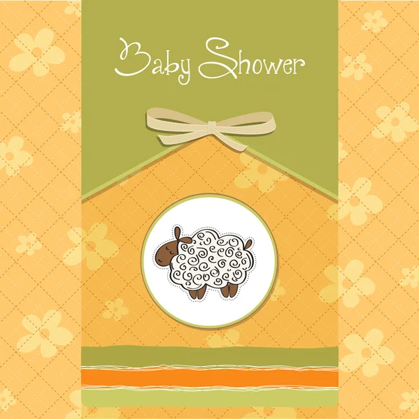 Tarjeta de ducha linda bebé con ovejas — Vector de stock