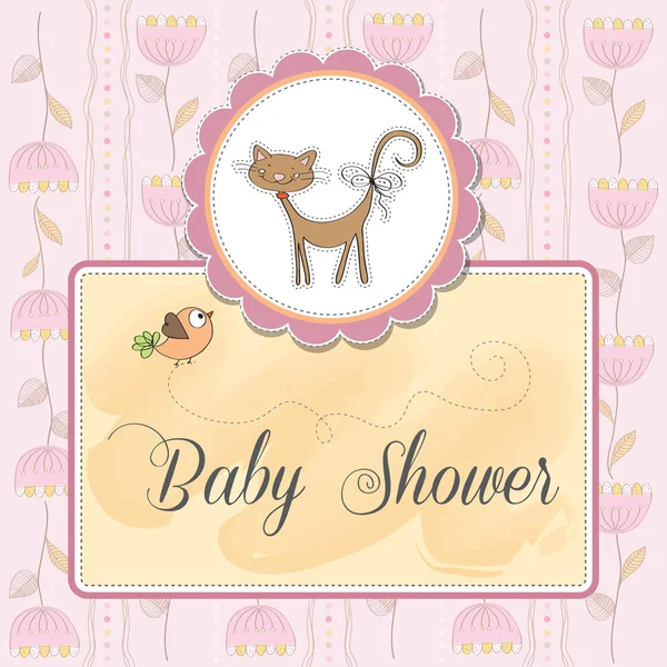 Nieuwe baby douche kaart met kat — Stockfoto