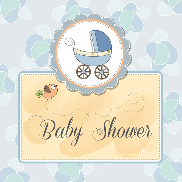Delicate baby shower card with pram — Stock Photo, Image