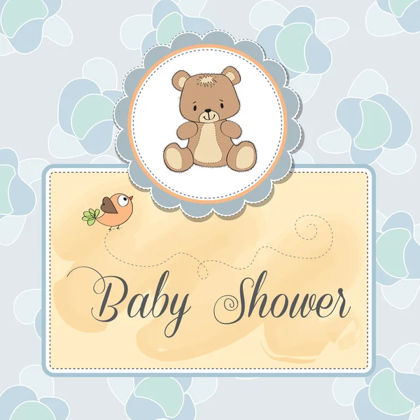 Baby douche kaart met teddy — Stockfoto