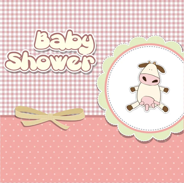Nieuwe baby meisje aankondiging kaart met koe — Stockfoto