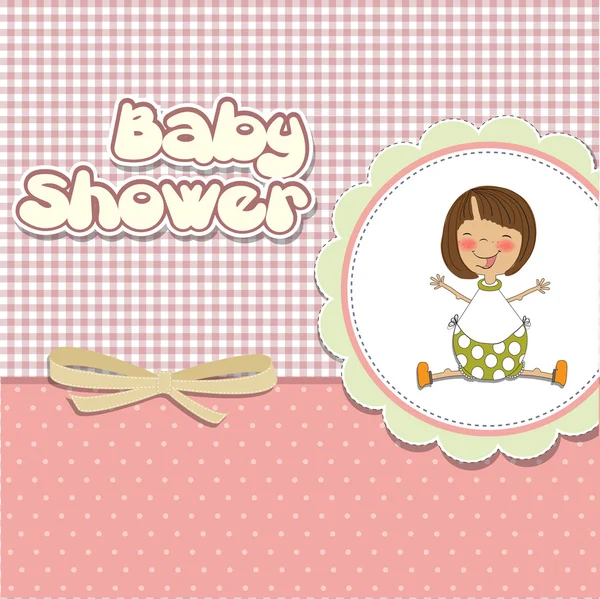 Novo bebê menina anúncio cartão com menina — Fotografia de Stock