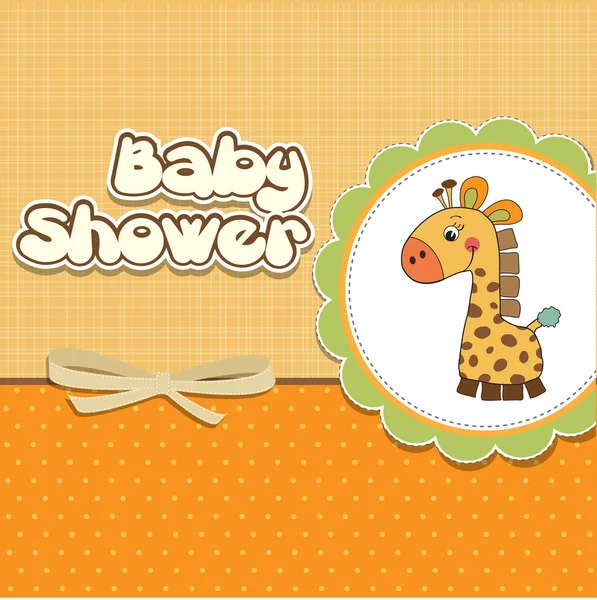 Novo cartão de anúncio do bebê com girafa — Fotografia de Stock