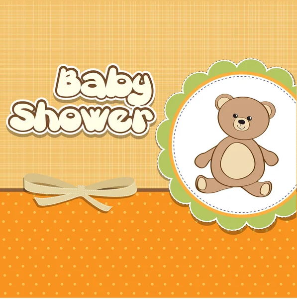 Tarjeta de ducha de bebé con peluche —  Fotos de Stock