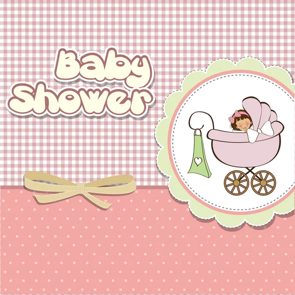 Novo bebê menina anúncio cartão com menina — Fotografia de Stock