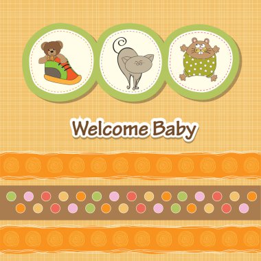 Baby shower card with funny animals clipart