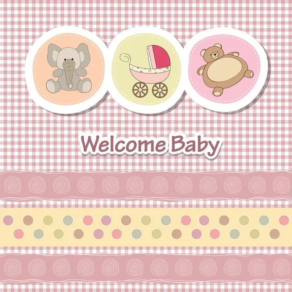 Baby shower card z zabawnymi zwierzętami — Zdjęcie stockowe