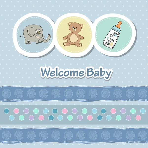 Cartão de banho de bebê com animais engraçados — Fotografia de Stock