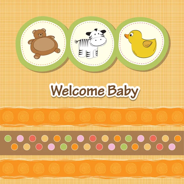 Tarjeta de ducha de bebé con animales divertidos — Foto de Stock