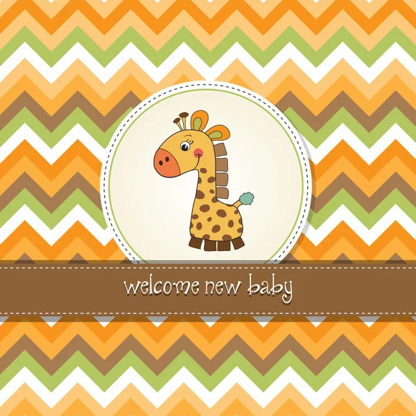 新的长颈鹿婴儿公告卡 — 图库照片