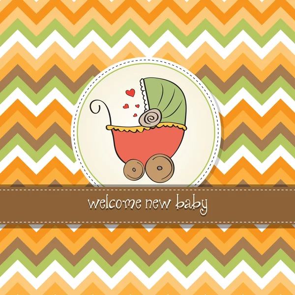 Delicate baby shower card with pram — Stock Photo, Image