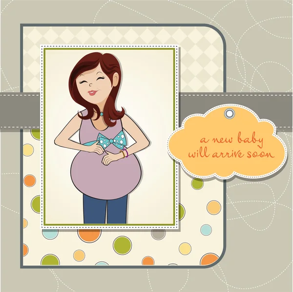 Gelukkig zwanger vrouw, baby shower card — Stockfoto