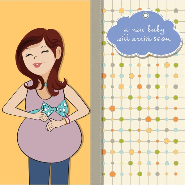快乐的孕妇，婴儿淋浴卡 — 图库照片