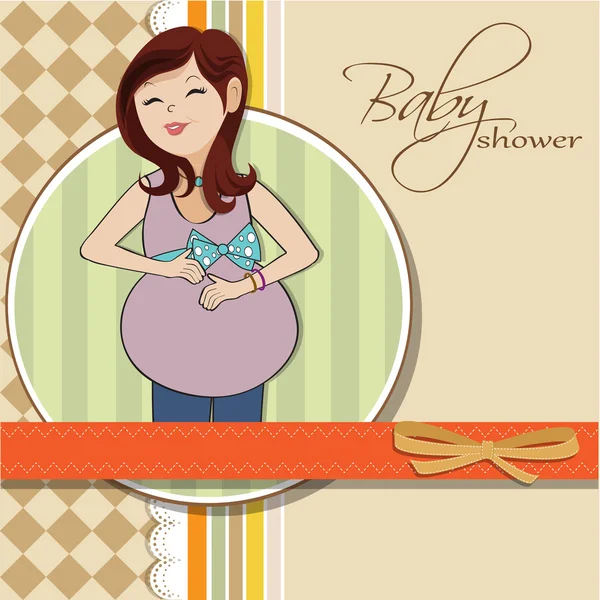 Szczęśliwa kobieta w ciąży, baby shower card — Zdjęcie stockowe