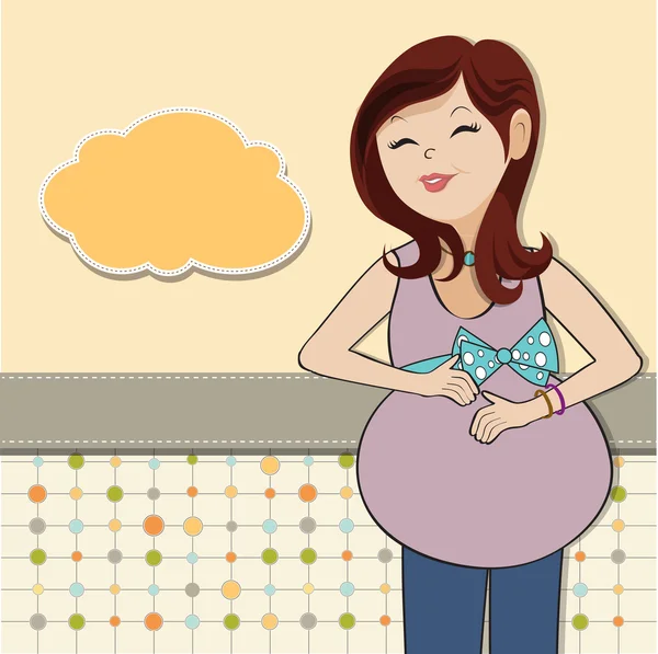 Heureuse femme enceinte, carte de douche bébé — Photo
