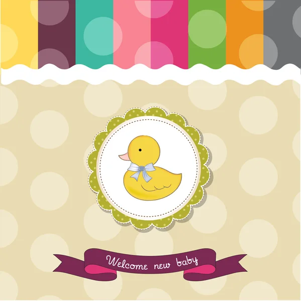 Tarjeta de la ducha de bebé con pato — Stockfoto