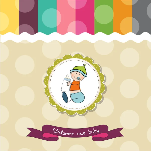 Cartão de banho de bebê com bebê pequeno — Fotografia de Stock