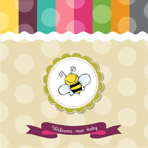Baby Dusch-kort med roliga lilla biet — Stockfoto