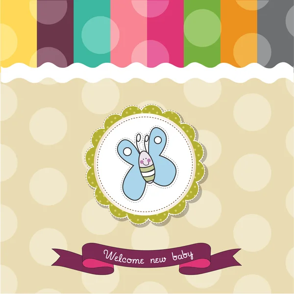 Cartão bonito do chuveiro do bebê com borboleta — Fotografia de Stock