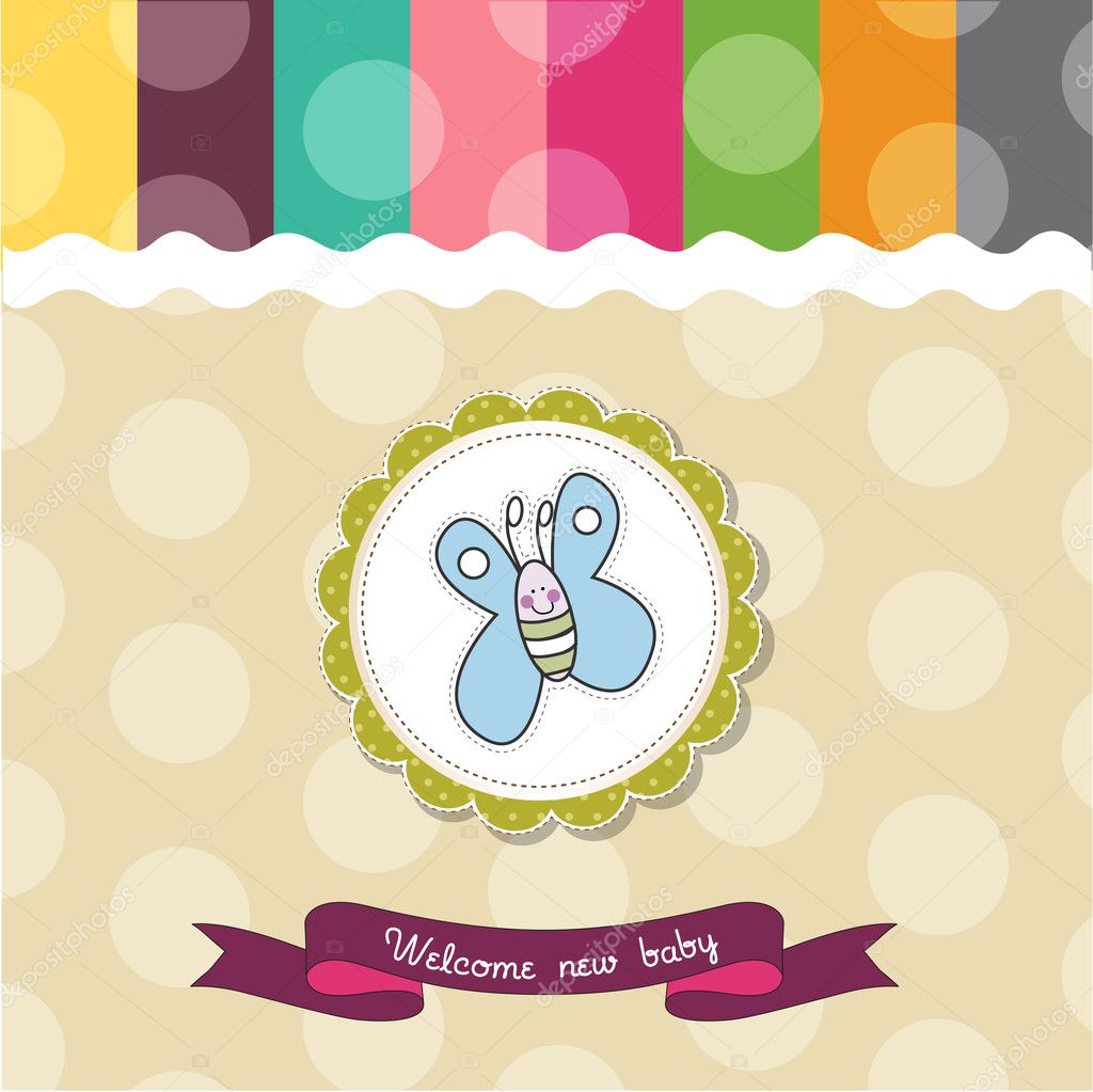 Cute baby shower card with butterfly