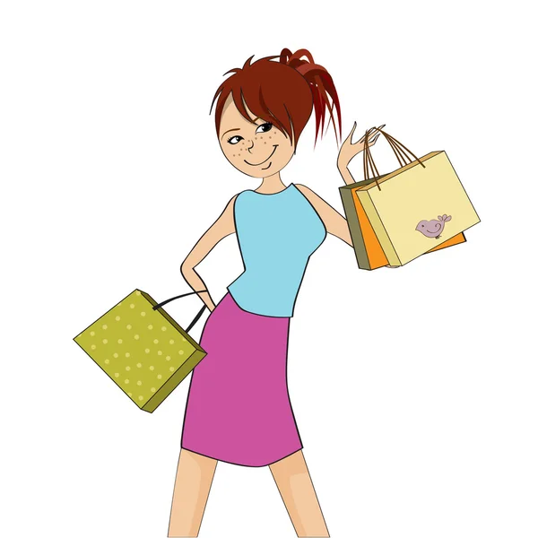 Hezká dívka v nakupování — Stock fotografie